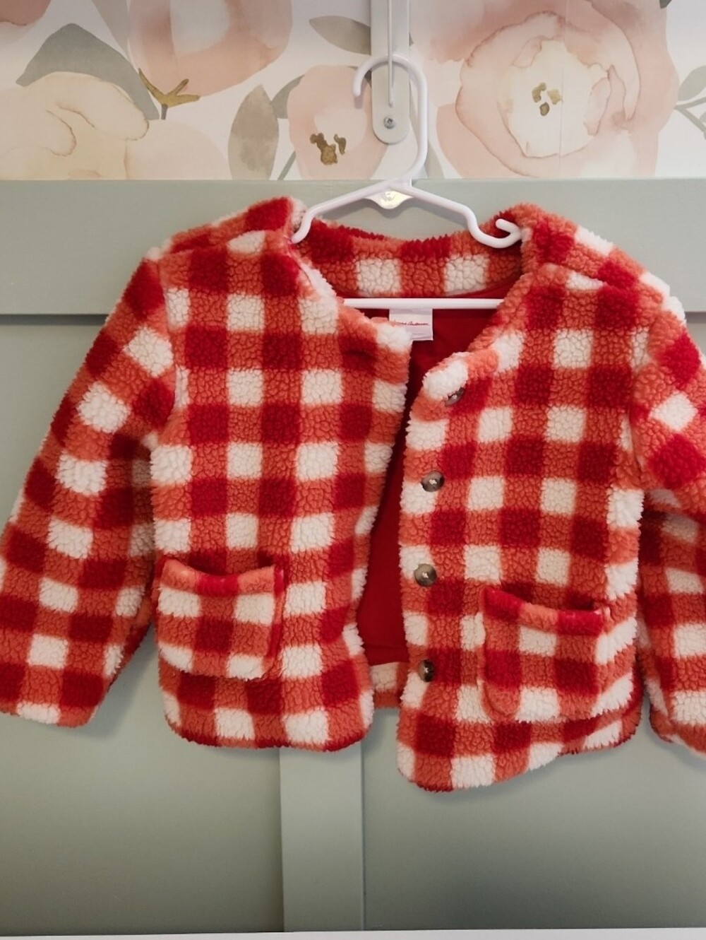 Hanna Andersson Red Fall Winter 90 3t Check Fleece Puffer Jacket Christmas